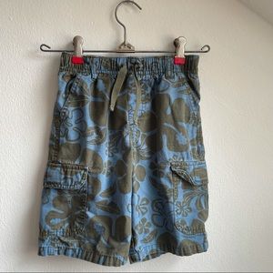 Gymboree Blue Green Tropical Hawaiian Cargo Shorts Youth Size 7